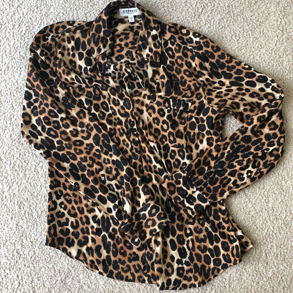 Leopard print collared blouse